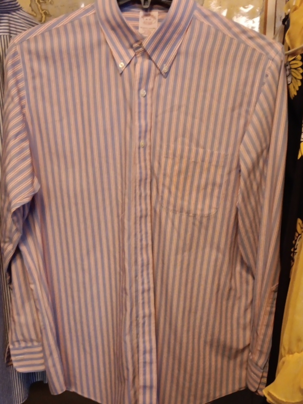Brooks Brothers Pink and Blue Striped Button-Down Shirt